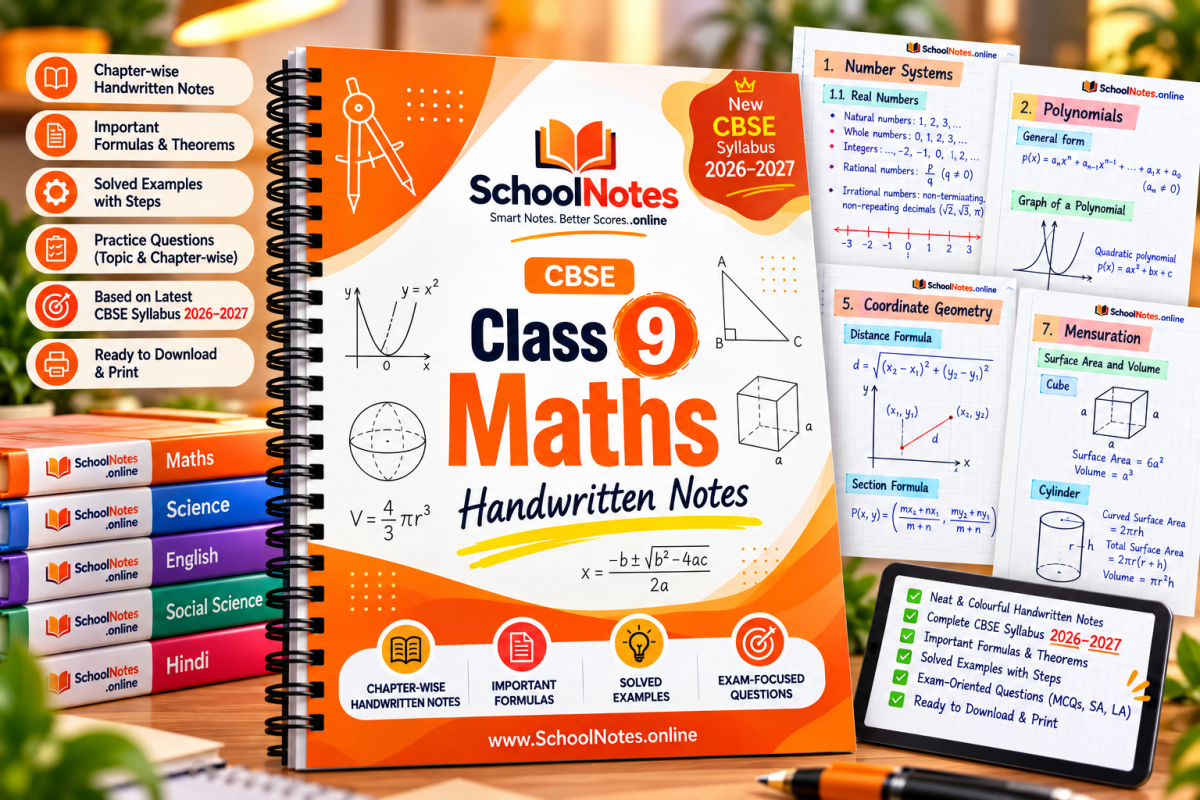 CBSE CLASS 9 MATHS HANDWRITTEN NOTES cover